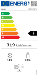 Candy CCE3T618FW alulfagyasztós hűtőszekrény fehér